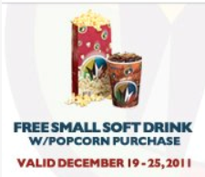 Regal Cinemas Deal Regal Cinemas: FREE Small Soft Drink with Popcorn Purchase Coupon 