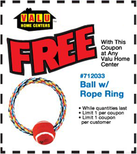 Valu Home Rope Ring FREE Ball with Rope Ring Dog Toy at Valu Home Centers
