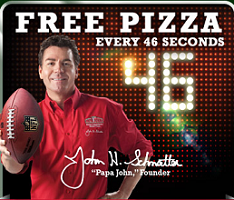 Papa Johns 46 Second Pizza Giveaway Papa Johns FREE Pizza Every 46 Second Giveaway 