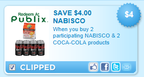 Publix Coupon Publix Coupon: $4 off wyb 2 Partcipating Nabisco and 2 Coke Products
