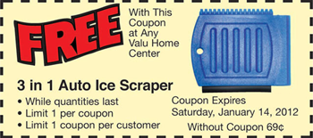 Valu Home Ice Scraper FREE 3 in 1 Auto Ice Scraper at Valu Home Centers