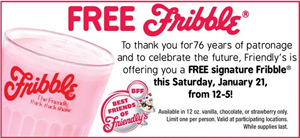 Fribble FREE Signature Fribble at Friendlys on Saturday 1/21