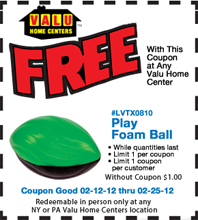 Valu Home Play Foam Ball FREE Play Foam Ball at Valu Home Centers