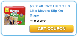 $3.00 off TWO HUGGIES Little Movers Slip-On Diape