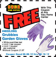 Valu Home Gloves FREE Grubbies Garden Gloves at Valu Home Centers