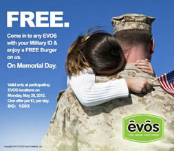 evos free burger for military FREE Burger at EVOS for Military Personnel on May 28th