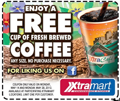 FREE Cup of Coffee at Xtra Mart FREE Cup of Coffee at Xtra Mart Today, May 14th