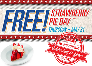 Shoneys Strawberry Pie Day FREE Piece of Strawberry Pie at Shoneys on May 31st