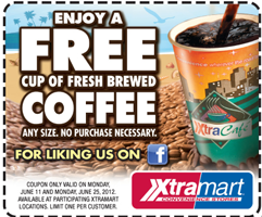 Xtra Mart coffee1 FREE Cup of Coffee at Xtra Mart Today, June 25th