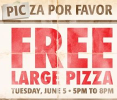 FREE Large Pizza at Pizza Patron FREE Large Pizza at Pizza Patron on June 5th