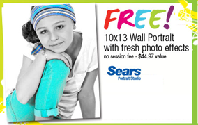 Sears Fresh Effects 10x13 Photo FREE 10x13 Wall Portrait with Fresh Effects at Sears Portrait Studio