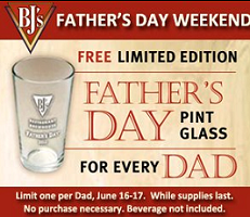 BJs Restaurant Fathers Day Freebie FREE Pint Glass For Dads at BJs Restaurant on June 16 17