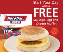 racetrac free breakfast FREE Sausage, Egg and Cheese Muffin at RaceTrac