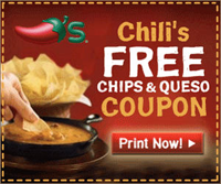 Chilis Coupon Chili’s: FREE Chips & Queso w/ Entree Purchase Coupon (7/2 7/4)