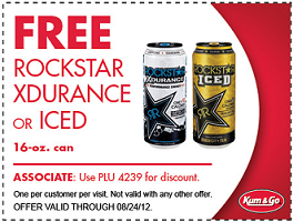 Rockstar Energy Drink FREE Rockstar Energy Drink and Hiland Raspberry Ice at Kum & Go Stores