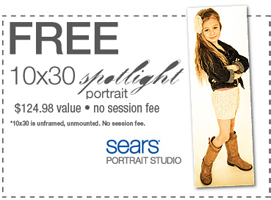 10x30 Spotlight FREE 10×30 Spotlight Portrait at Sears Portrait Studio ($125 Value)