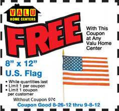Valu Home FREE Flag FREE US Flag at Valu Home Centers (NY/PA)