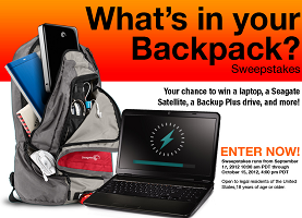Seagate Seagate What’s In Your Backpack? Sweepstakes