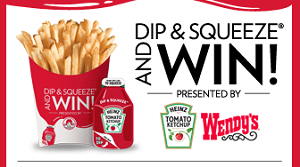 Wendys Dip Wendys Dip & Squeeze and Win Instant Win Game