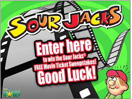 Sour Jacks Free Movie Ticket Sweepstakes FREE Sour Jacks Movie Ticket Sweepstakes (10,000 Winners)