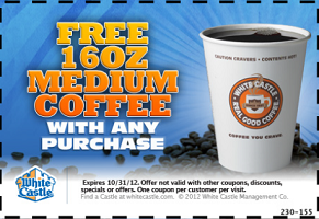 White Castle White Castle: FREE Medium Coffee with Purchase Coupon