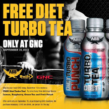GNC FREE Turbo Tea FREE Turbo Tea at GNC Stores on September 15th