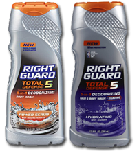 Right Guard Total Defense 5 Body Wash $4 off 4 Right Guard Total Defense 5 Products Coupon