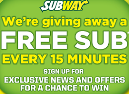 SUBWAY Text FREE SUBWAY Text to Win Sweepstakes (2,976 Winners)