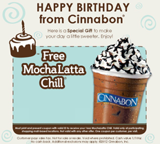 Cinnabon MochaLatta Chill FREE MochaLatta Chill For Your Birthday at Cinnabon