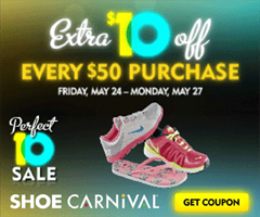 Shoe Carnival Shoe Carnival: $10 off $50 Purchase Coupon