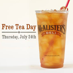 McAlisters Tea FREE Glass of McAlister’s Tea on 7/24