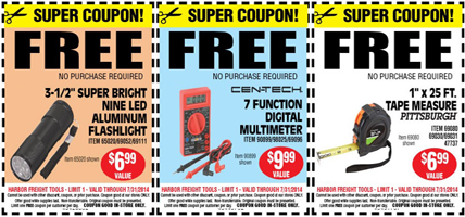 Harbor Freight Coupons FREE Flashlight, Multimeter and Tape Measure at Harbor Freight
