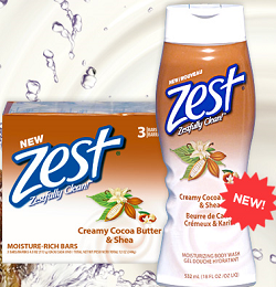 Zest Creamy Cocoa Butter Body Wash FREE Zest Cocoa Butter & Shea Body Wash and Bar Soap starts on 9/29