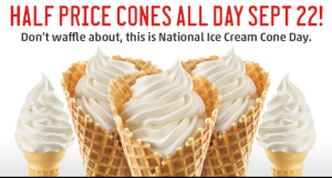 Half Off Ice Cream Cones