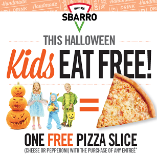 Kids Eat FREE on Halloween at Sbarro Kids Eat FREE on Halloween at Sbarro