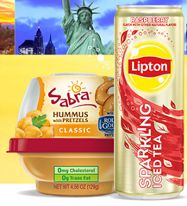 Lipton Sparkling Tea and Sabra Hummus