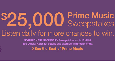 Amazon Prime Music Cyber Monday Sweepstakes